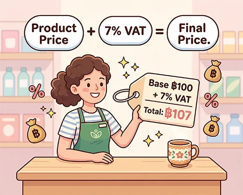 สอนวิธีตั้งราคาขายสินค้าที่มี VAT 7% ทั้งแบบรวมและแยกภาษี อย่างถูกต้องและง่ายดาย