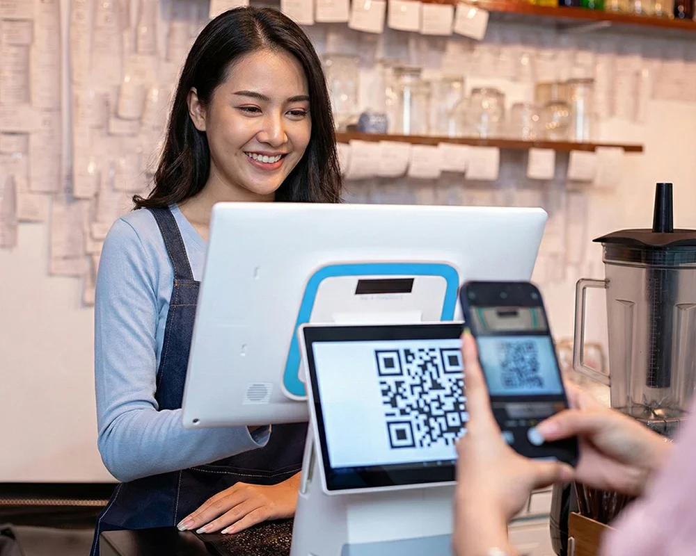 หน้าจอลูกค้าและ QR ชำระเงินแบบล็อคยอด