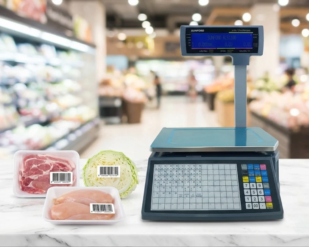 QuickPOS Panda สแกนบาร์โค้ดเครื่องชั่ง Sunford ได้