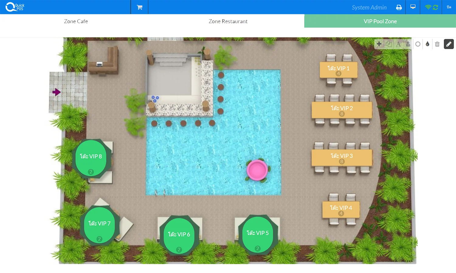 จัดการผังโต๊ะและ floor plan แบบกราฟฟิก