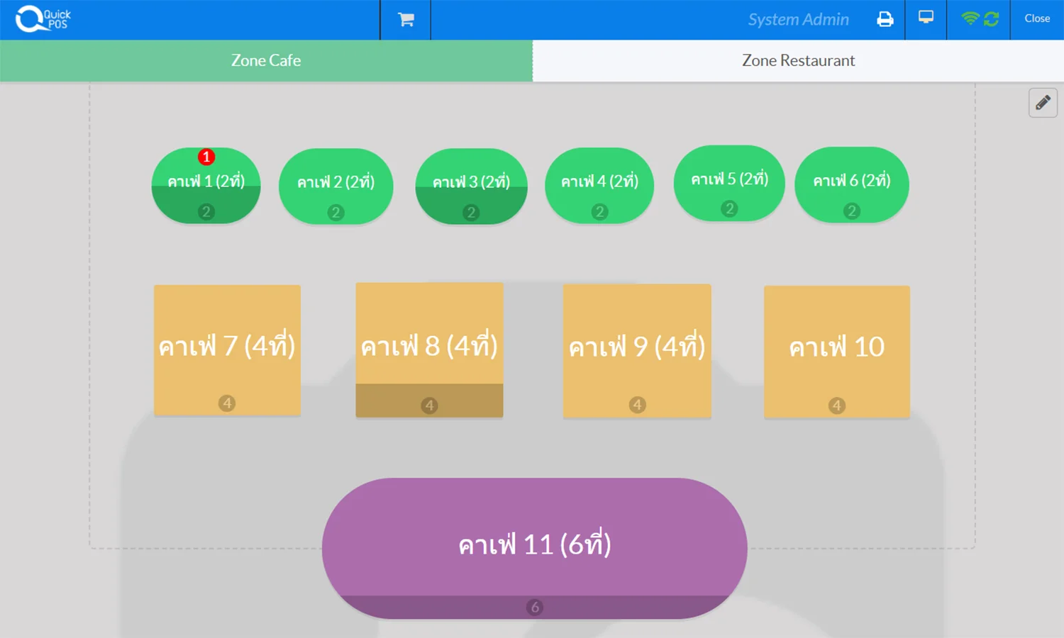 จัดการผังโต๊ะและ floor plan แบบแผนภาพ